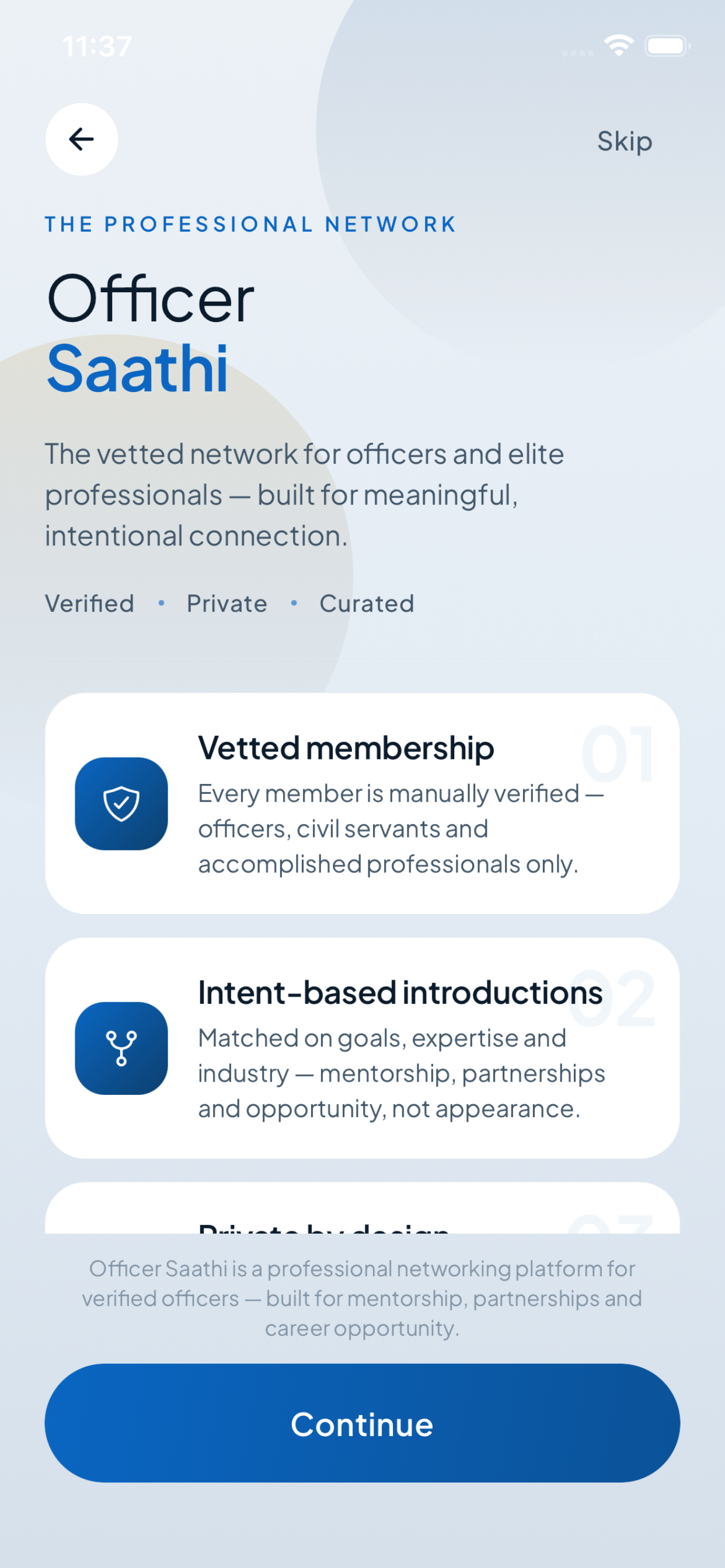The professional network — vetted membership and intent-based introductions
