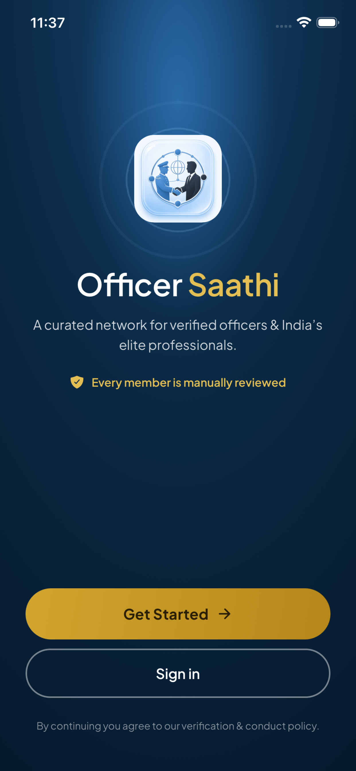 Officer Saathi welcome screen
